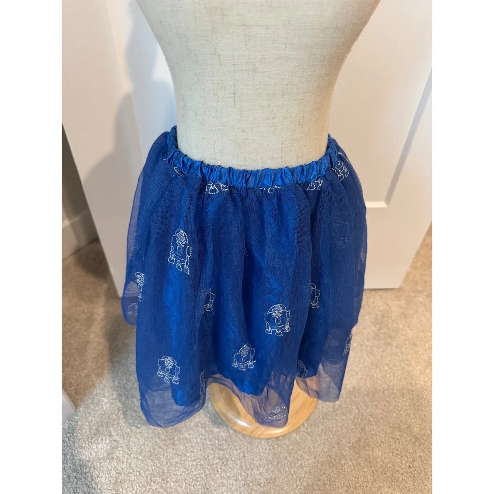 Hanna Andersson Star Wars R2-D2 Blue Tulle Skirt Kids US 8 130cm Silver Glitter